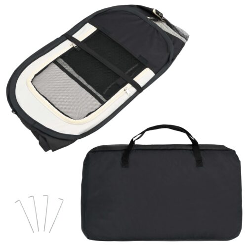 Foldable Dog Playpen with Carrying Bag Black 145x145x61cm - Image 10