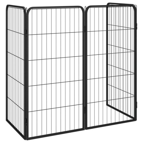 Dog Playpen 4 Panels Black 50x100cm Powder-Coated Steel - Image 3
