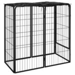 Dog Playpen 6 Panels Black 50x100cm Powder-Coated Steel