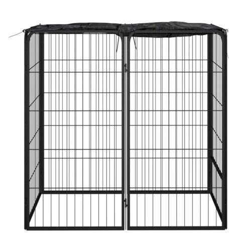 Dog Playpen 6 Panels Black 50x100cm Powder-Coated Steel - Image 2