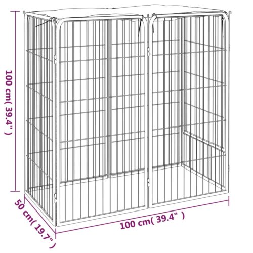 Dog Playpen 6 Panels Black 50x100cm Powder-Coated Steel - Image 6