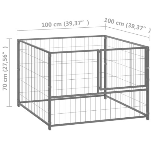 Dog Kennel Silver 100x100x70cm Steel - Image 5