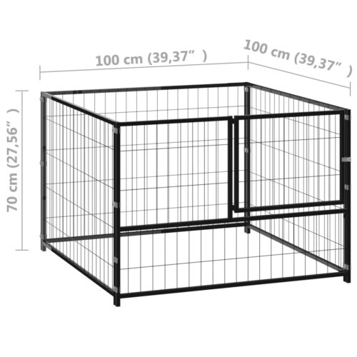 Dog Kennel Black 100x100x70cm Steel - Image 5