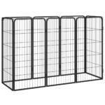 8-Panel Dog Playpen Black 50x100cm Powder-coated Steel