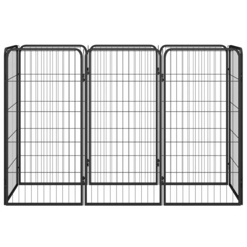8-Panel Dog Playpen Black 50x100cm Powder-coated Steel - Image 2