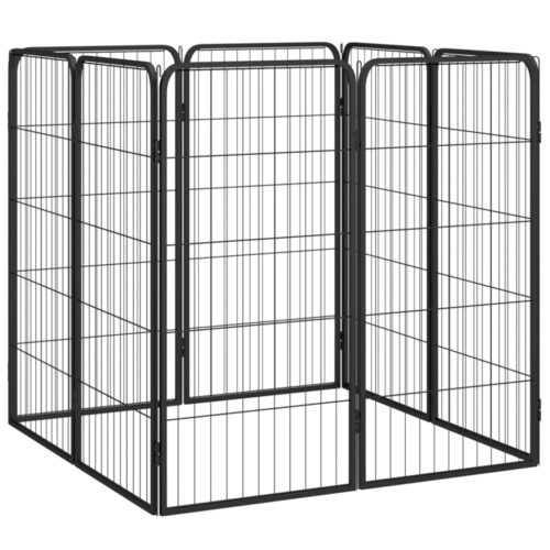 8-Panel Dog Playpen Black 50x100cm Powder-coated Steel - Image 3