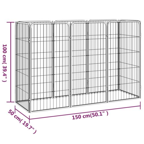 8-Panel Dog Playpen Black 50x100cm Powder-coated Steel - Image 7