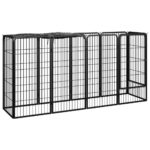 10-Panel Dog Playpen Black 50x100cm Powder-coated Steel