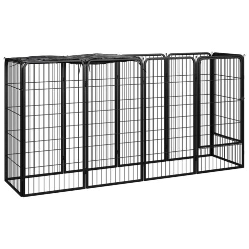 10-Panel Dog Playpen Black 50x100cm Powder-coated Steel
