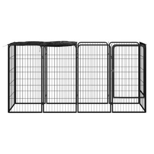10-Panel Dog Playpen Black 50x100cm Powder-coated Steel - Image 2