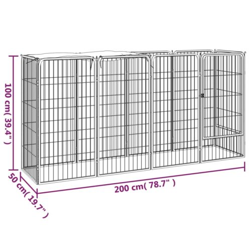 10-Panel Dog Playpen Black 50x100cm Powder-coated Steel - Image 6