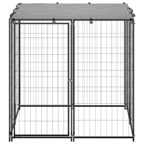 Dog Kennel Black 110x110x110cm Steel - Image 2