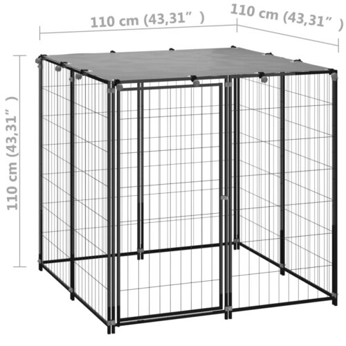 Dog Kennel Black 110x110x110cm Steel - Image 6