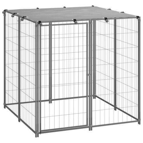 Dog Kennel Silver 110x110x110cm Steel