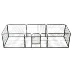 Dog Playpen 8 Panels Steel 80x60cm Black