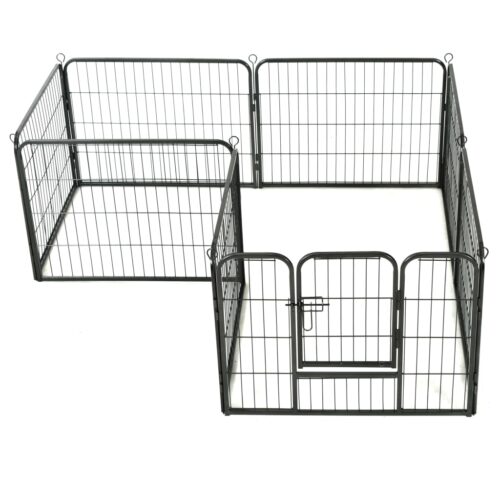 Dog Playpen 8 Panels Steel 80x60cm Black - Image 3