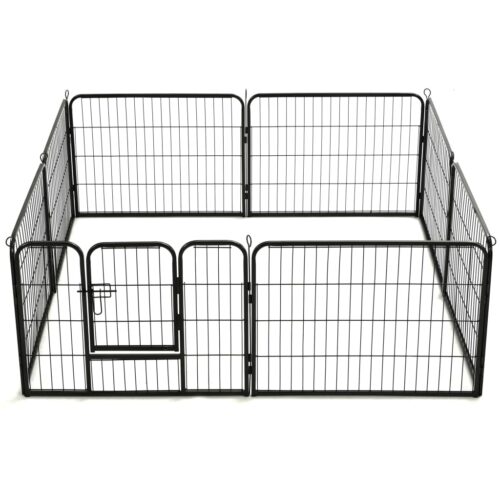 Dog Playpen 8 Panels Steel 80x60cm Black - Image 5