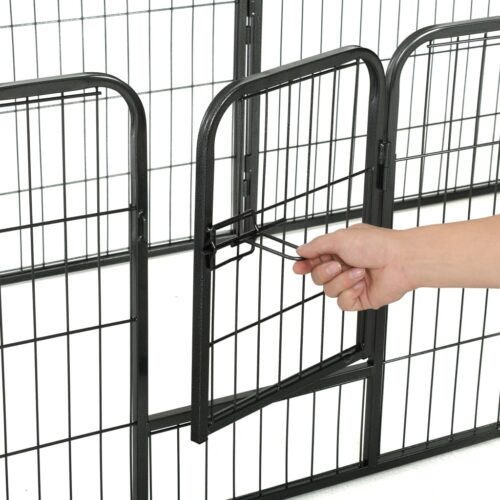 Dog Playpen 8 Panels Steel 80x60cm Black - Image 8