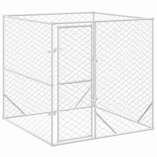 Outdoor Dog Kennel Silver 2x2x2mGalvanised Steel