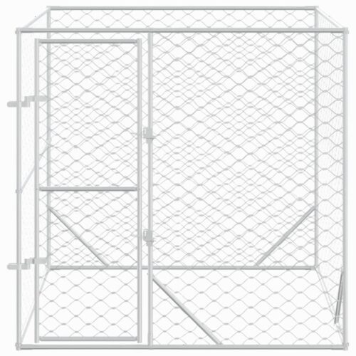 Outdoor Dog Kennel Silver 2x2x2mGalvanised Steel - Image 3
