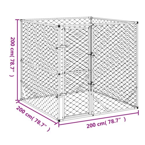 Outdoor Dog Kennel Silver 2x2x2mGalvanised Steel - Image 5