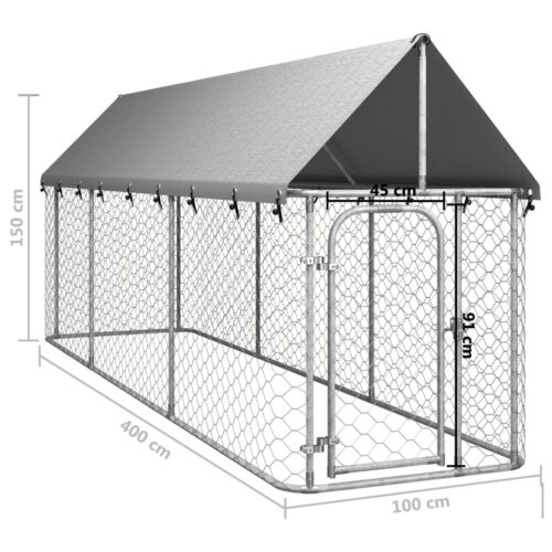 Outdoor Dog Kennel with Roof 400x100x150cm - Image 5