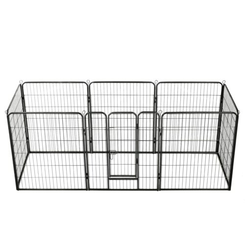 Dog Playpen 8 Panels Steel 80x100cm Black