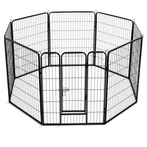 Dog Playpen 8 Panels Steel 80x100cm Black - Image 4