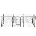 Dog Playpen 8 Panels Steel 80x80cm Black