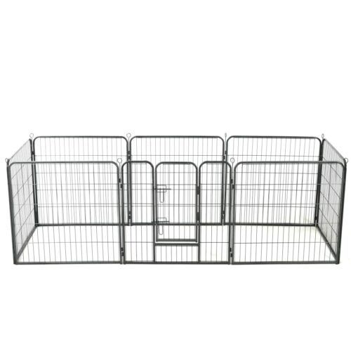Dog Playpen 8 Panels Steel 80x80cm Black
