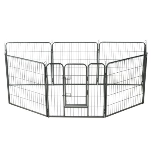 Dog Playpen 8 Panels Steel 80x80cm Black - Image 2