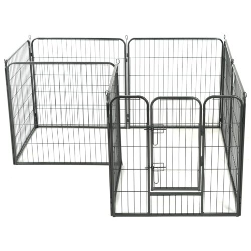 Dog Playpen 8 Panels Steel 80x80cm Black - Image 3