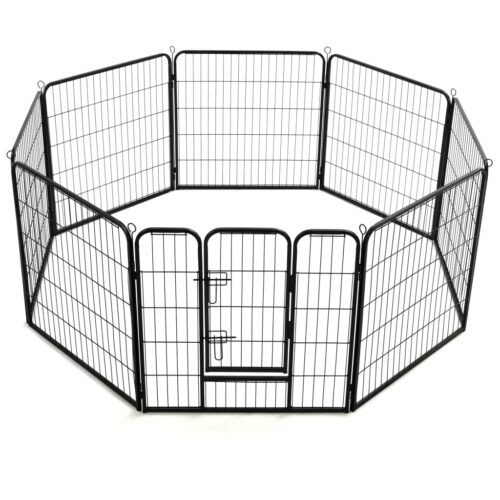 Dog Playpen 8 Panels Steel 80x80cm Black - Image 4