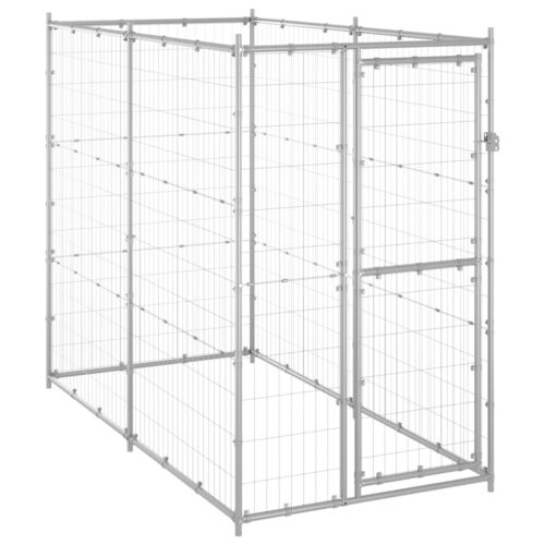 Outdoor Dog Kennel Galvanised Steel 110x220x180cm