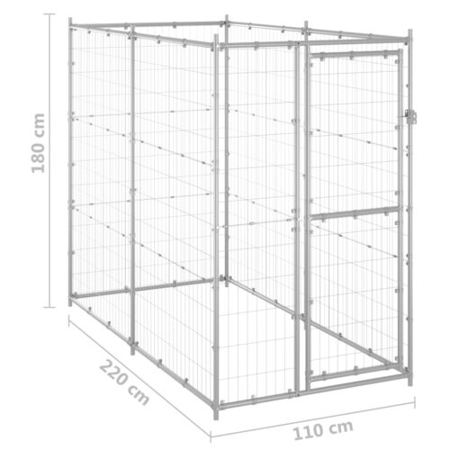 Outdoor Dog Kennel Galvanised Steel 110x220x180cm - Image 6