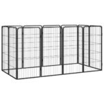 12-Panel Dog Playpen Black 50x100cm Powder-Coated Steel