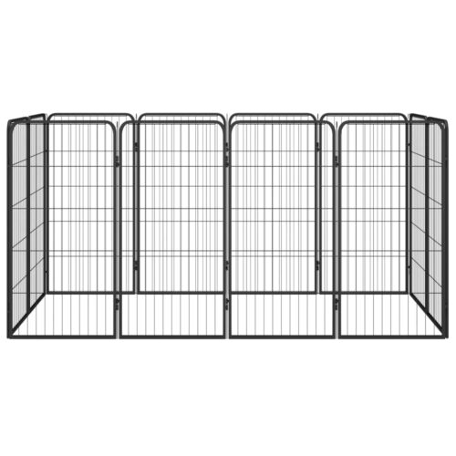 12-Panel Dog Playpen Black 50x100cm Powder-Coated Steel - Image 2
