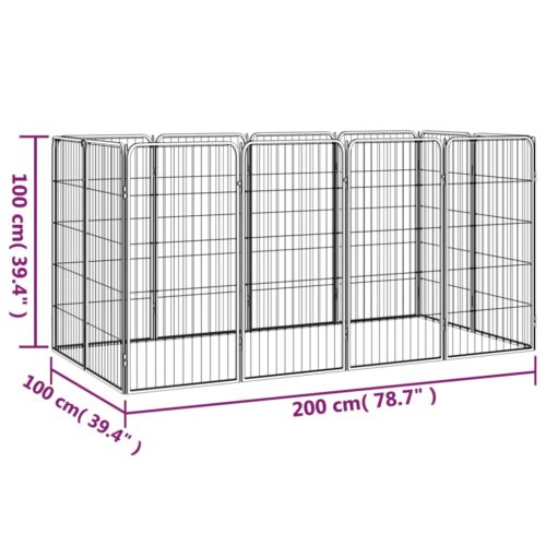 12-Panel Dog Playpen Black 50x100cm Powder-Coated Steel - Image 7