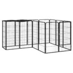 14-Panel Dog Playpen Black 50x100cm Powder-coated Steel