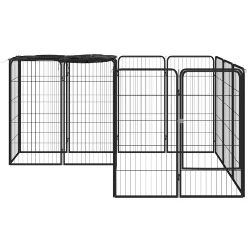 14-Panel Dog Playpen Black 50x100cm Powder-coated Steel - Image 2