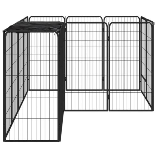 14-Panel Dog Playpen Black 50x100cm Powder-coated Steel - Image 3