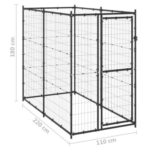 Outdoor Dog Kennel Steel 110x220x180cm - Image 6