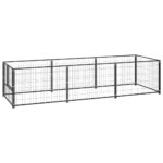 Dog Kennel Black 3m² Steel