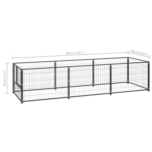 Dog Kennel Black 3m² Steel - Image 6