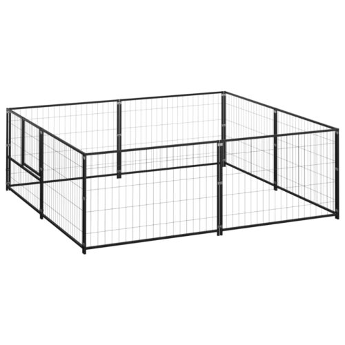 Dog Kennel Black 4m² Steel