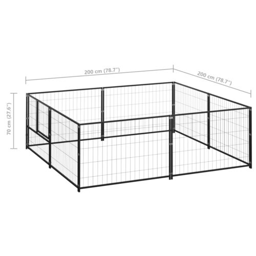 Dog Kennel Black 4m² Steel - Image 6