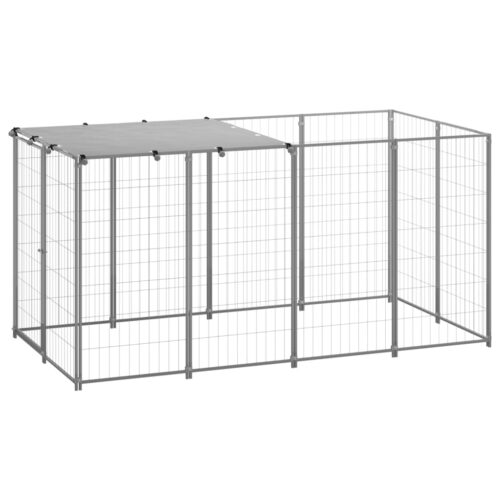 Dog Kennel Silver 2.42m² Steel