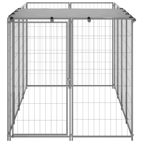 Dog Kennel Silver 2.42m² Steel - Image 3