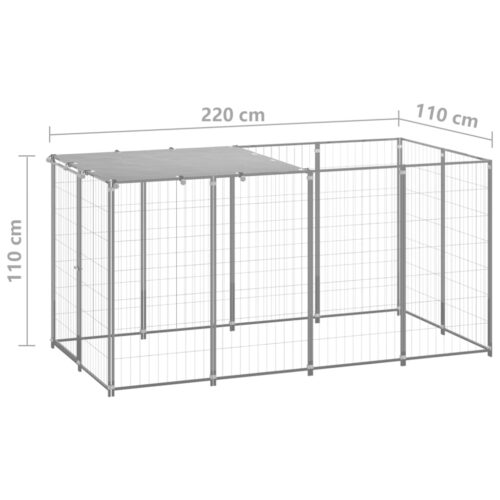 Dog Kennel Silver 2.42m² Steel - Image 6