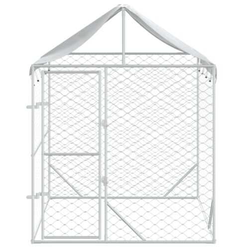 Outdoor Dog Kennel with Roof Silver 2x2x2.5mGalvanised Steel - Image 3